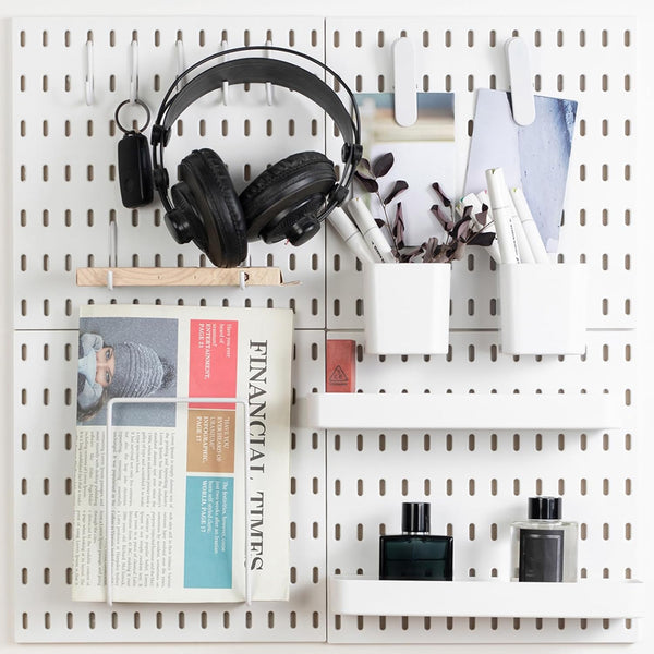 Pegboard Combination Kit, Wall Mounted Storage Set with 4 Pegboards & 14 Accessories, White Peg Boards Organizer