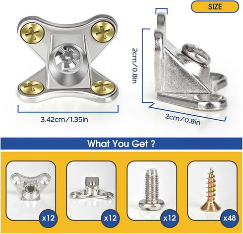 AccEncyc 12 Pack L Bracket Detachable Corner Brace Removable Butterfly Corner Brace Heavy Duty Right Angle Corner Brace