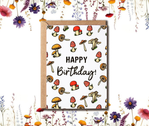 GoGiDesigns Mushroom Birthday Card - Birthday Greeting Card - Cute Mushroom Card - Anniversary Card - Gift For Friends