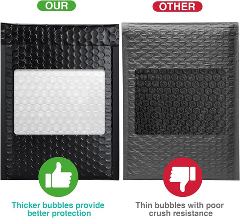Metronic 25 Pack Bubble Mailers 6x10 Inch, Usable Size 6x9" Black Waterproof Padded Envelopes for Gifts Packaging,