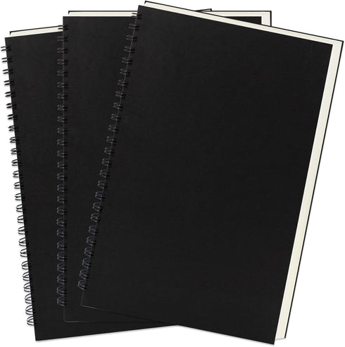 DSTELIN 9 inch x 6 inch, 100GSM, Blank Spiral Notebook, 3-Pack, Soft Cover, 160 Pages / 80 Sheets