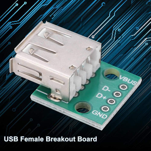 Oumefar 10Pcs USB Breakout Board, USB Type A Female Breakout Board with 2.54mm Pitch Connector DIP Socket