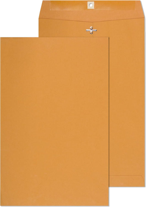 EnDoc 10 x 15 Clasp Envelopes, 100 Pack Brown Kraft Catalog Mailing Gummed Seal Envelope