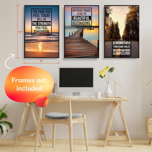Motivational Wall Decor, Positive Affirmations, Set of 6 Inspirational Posters for Office Decor