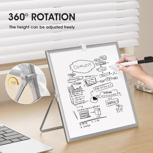 MaxGear Small White Board with Stand - 10" x 10" Double-Sided Magnetic Aluminium Frame Mini Dry Erase Board
