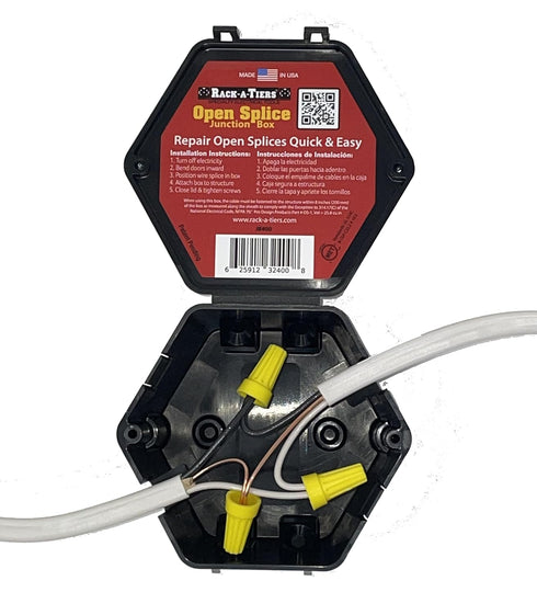 Rack-A-Tiers Open Splice Junction Box, One-Piece Splice Box for Electrical Junctions