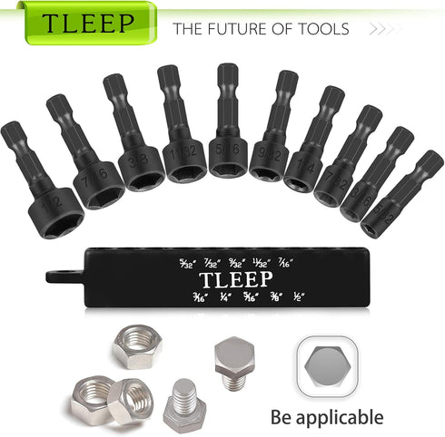 20 x Power Nut Driver Set for Impact Drill, SAE and Metric 1/4 Hex Head Bit Set, Chrome Vanadium Steel