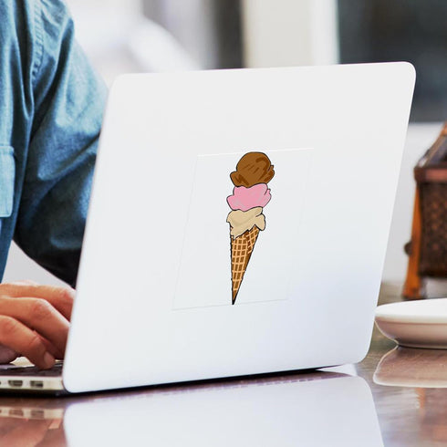 Vibrant Ice Cream Cone Vinyl Sticker - Square Bumper Decal