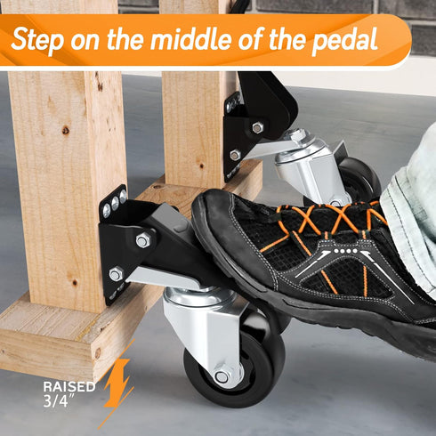 SOLEJAZZ Workbench Caster Wheels - 920 LB Heavy Duty Retractable Casters