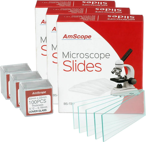 AmScope BS-72P-100S-22 Pre-Cleaned Blank Microscope Slides, 72 Pieces