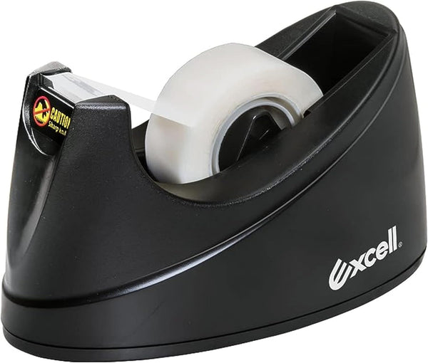 Excell OFFICEPLUS Desk Tape Dispenser with Non-Skid Base, 3/4" Wide, 1" Core, Durable Plastic, Easy One-Hand Use - 1