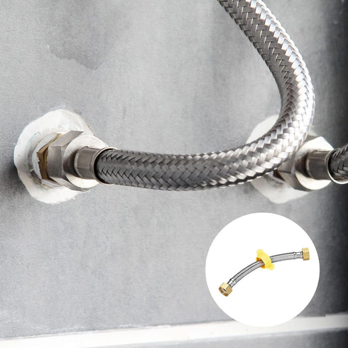 Faucet Supply Hose Connector 2Pcs 200mm/8" 304 Stainless Steel G1/2 Female Water Supply