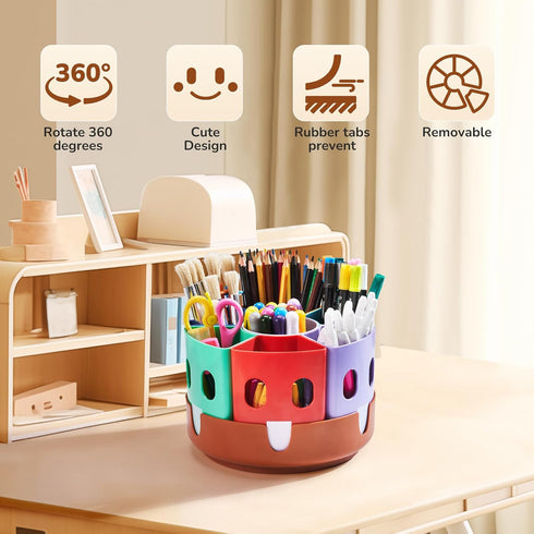 GAMENOTE Rotating Art Supply Storage Organizer, Lazy Susan for Kids Desk, Office School Supplies, Craft Caddy