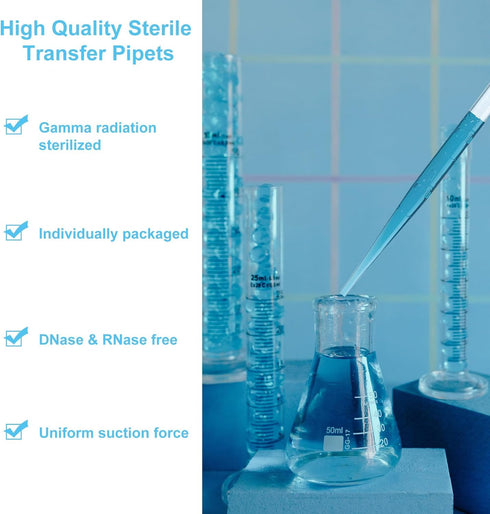 Biologix 2000pcs 3ml Plastic Transfer Pipettes, Disposable Clear Liquid Droppers for Science Laboratory