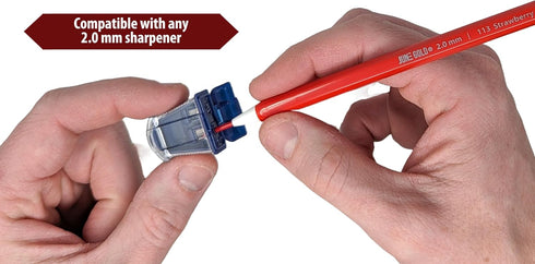 June Gold 24 Mechanical Pencils, 2.0 mm Red Color Leads with Built-in Rear Sharpener (Cherry #101)