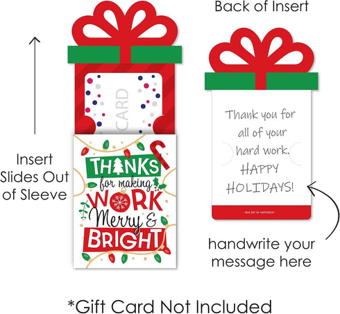 Set 8 Big Dot of Happiness Co-Worker Appreciation - Christmas Thank You Employee Staff Money and Gift Card Sleeves