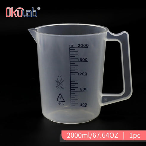 1 PC Plastic Beaker Set, 2000ml (33.8oz) Black Graduated Beakers, Lab Measuring Cup with Dump Spout