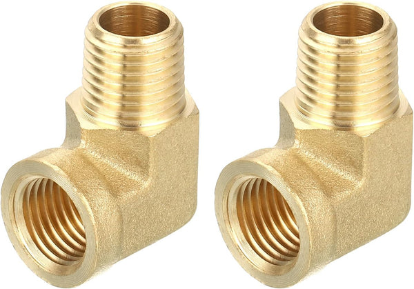 uxcell Brass Pipe Fitting 90 Degree Street Elbow Brass 1/4" NPT Pipe Connector for Gas, Air, Oil, Propane (2pcs)
