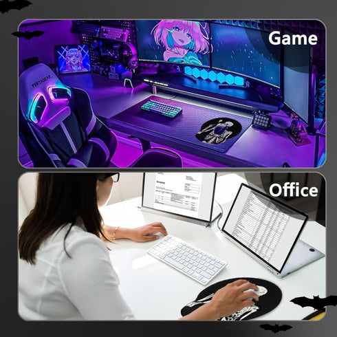 Ergonomic Mouse Pad with Wrist Rest Support, Gothic Skull Skeleton Black Small Mousepad for Desk Accessories
