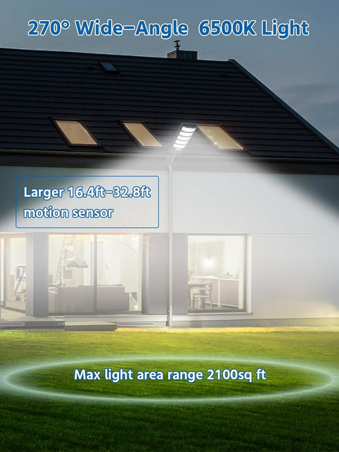 6500K IP67Waterfroof, 240PCS 5730LEDs Solar Street Light Outdoor Solar Flood Lights Outdoor Dusk to Dawn, Security