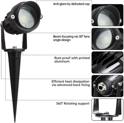 10W 12V Uplight(2Pack) LAVAED LED Landscape Lights Outdoor Spotlight with Connectors Low Voltage Landscape Lighting