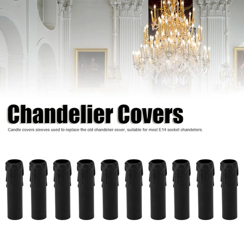 10Pcs 4 Inch E14 Tall Candle Socket Covers, Chandelier Socket Covers, Molten Wax Drop Pattern, Caliber Plastic Candle
