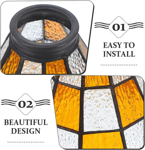 6.49X6.49X5.23In Hammered ABOOFAN Glass Lampshade Replacement for Bedside Lamp Pendant Light Wall Sconce Stained Glass