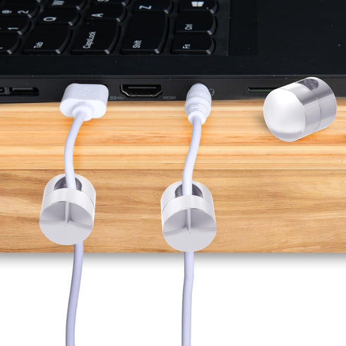 SmallCat 5 Sets Charger Holders for Cords, Silver Adjustable Cable Anchor Holders, Adhesive Metal Cord Clips, Cable