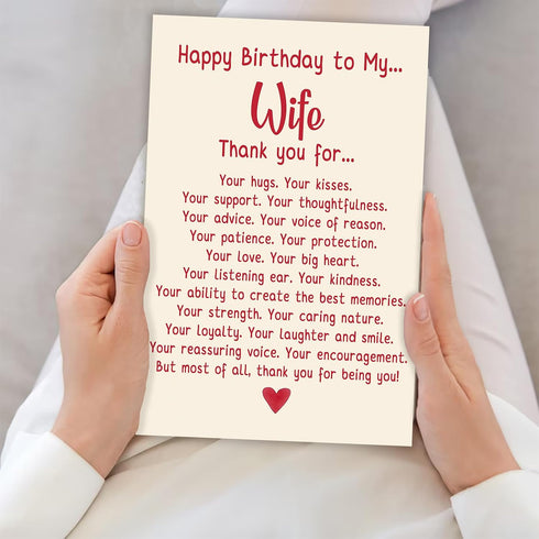 BENNLOOS Funny Birthday Card for Wife, Romantic Birthday Card from Husband, Sweet Wife Birthday Gift Ideas for Women