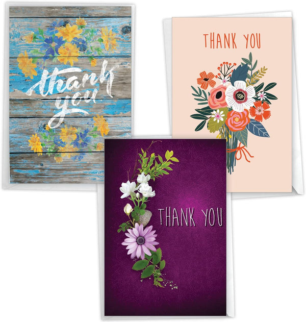 NobleWorks Assortment Pack of 3 Thank You Greeting Cards with Envelopes (3