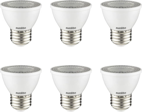 Sunlite 45163 LED PAR16 Short Neck Recessed Spotlight Bulb, 7 Watt, 550 Lumens, Dimmable - 6 Count