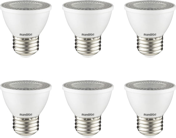 Sunlite 45163 LED PAR16 Short Neck Recessed Spotlight Bulb, 7 Watt, 550 Lumens, Dimmable - 6 Count