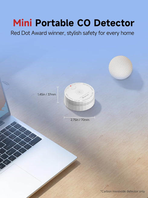HEIMAN 2034 5th 10-Year 85 Carbon Monoxide Detectors, Nano-Sized Portable CO Alarm Battery Powered, UL Certified