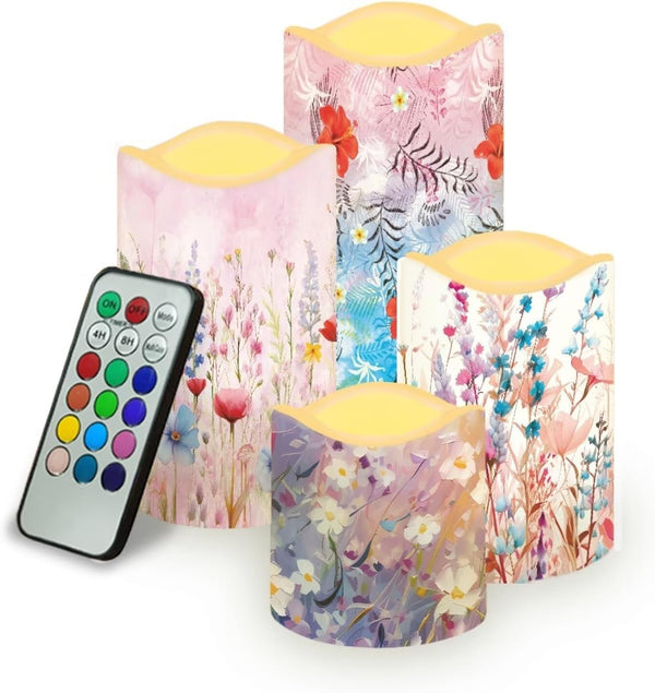 Ystardream Candle Sets for Women Gift Elegant Flower Flickering Flameless Candles Unity