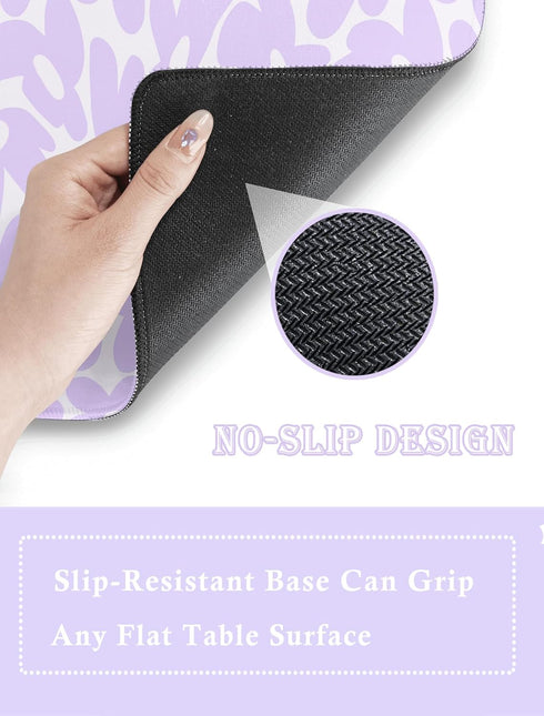 Cute Desk Pad - Aesthetic Kawaii Desk Mat, XL Purple Keyboard Pad, Cute Office Decor for Women, Desk Mat Purple -