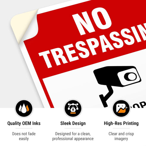 Video Surveillance No Trespassing Sign - CCTV Security Camera (2 Pack) 10x7 Inches, Weather Resistant Vinyl Decal