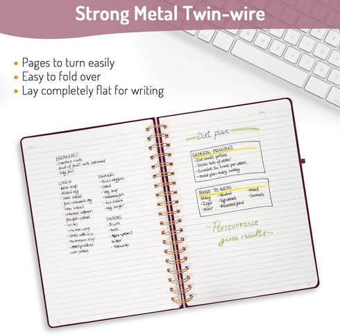 Forvencer A4 Lined Spiral Journal Notebook, 300 Numbered Pages, 11" X 8.5" for Writing, Burgundy
