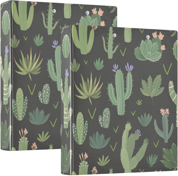 foixnub 3 Ring Binder 1.5 Inch Rings Green Cactus Clipboard Binders Round Ring