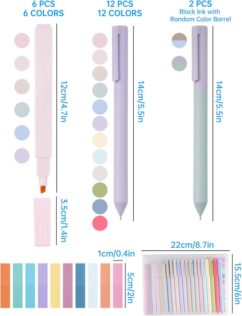 NiArt Bible Study Note-Taking Kit, 6 Morandi Highlighters, 14 Gel Pens, 200 Sticky Notes for Journaling