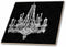 3dRose White Chandelier with Black Damask 8 Inch Ceramic Tile