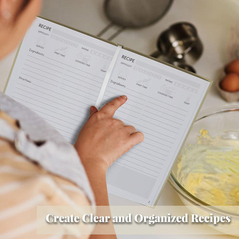 Blank Recipe Book to Write in Your Own Recipes, 8.5" x 11" Recipe Book Hold 140 Recipes (Oat) by PARIS IN RAIN