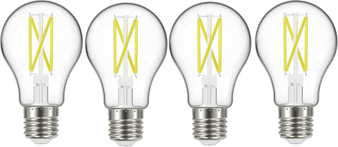 Satco S12437 A19 LED 4-Bulb Value Pack, 75W Replacement, 3000K, Clear