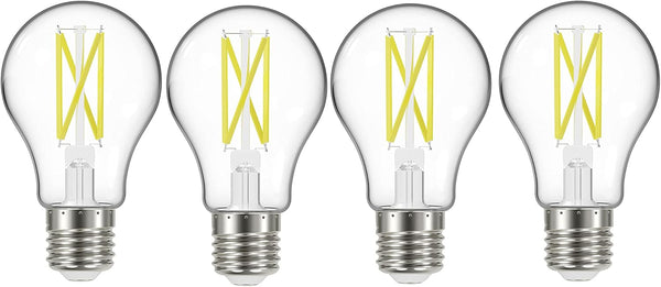 Satco S12437 A19 LED 4-Bulb Value Pack, 75W Replacement, 3000K, Clear