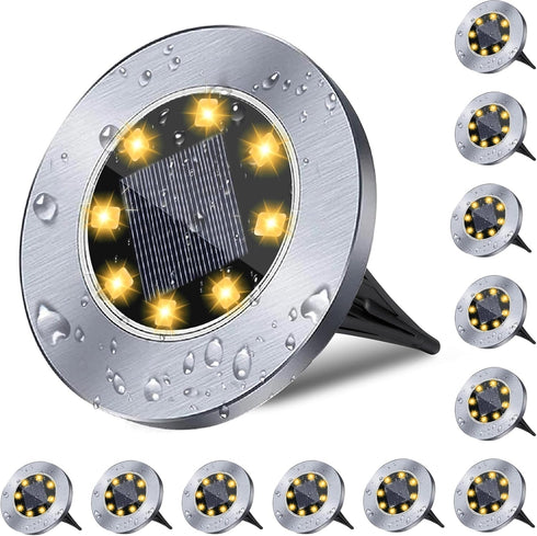 Rayolon 4.6 Inch Diameter Solar Ground Lights, Waterproof Solar Garden Lights, Outdoor Garden