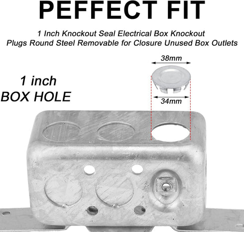 12 Pcs Knockout Seal Electrical Box Knockout Plugs, Round Steel Removable Seal for Closure of Unused Box Outlets