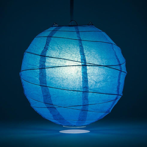 (20-Inch, Luna Bazaar Premium Paper Lantern, Lamp Shade Free-Style Ribbed, Turquoise Blue) - Rice Paper