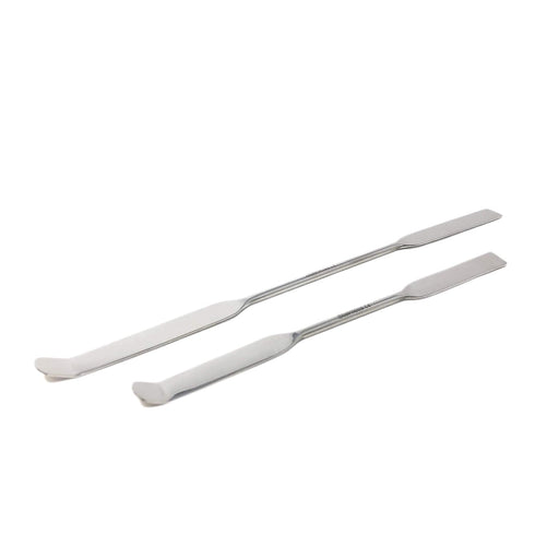 Stainless Steel Double Ended Micro Lab Spatula Sampler, Square & Round Angled End - Chattaway Style (8")