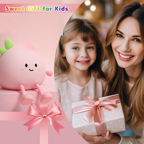 7 3 Night Light for Kids, Cute Peach Soft Silicone Nursery Light with Colors & Levels Adjustable Warm Light