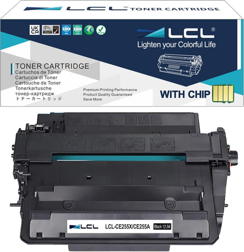 LCL Compatible Toner Cartridge Replacement for HP 55A 55X CE255A CE255X, 1-Pack Black, 12500 Page