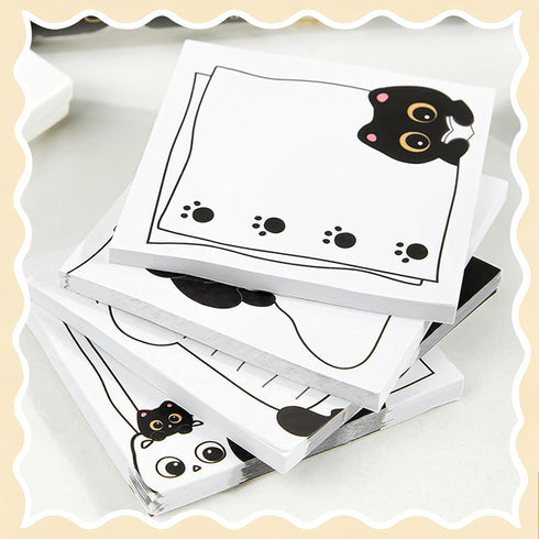 Mangpung 9 Set,Funny Set, Pads Black Cute Cat Sticky Notes Sticky Notes Cat Stationery,Kawaii Adhesive Memo Pads, Cat